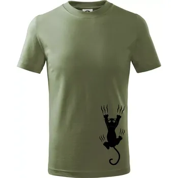 Kočka visící - Tričko dětské bavlněné - 134 cm/8 let ( Khaki )