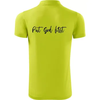 Pánská košile Put God first psací nápis - Polokošile Victory sportovní (dresovina) - M ( Limetková )