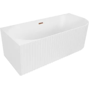 Vana Mexen Gia volně stojící rohová vana ryhovaná levá 170 x 80 cm, bílá mat, přepad růžové zlato - 52701708001L-60 Volně stojící vany