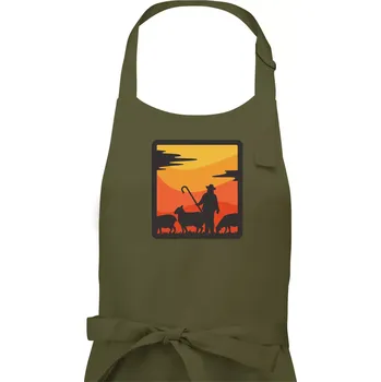 Kuchyňská zástěra Pastevec ovcí - čtverec - Pánská zástěra na vaření - Univerzální velikost ( Khaki )