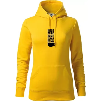 Dámská mikina Ideas come after coffee - Mikina dámská Cape s kapucí - 2XL ( Žlutá )
