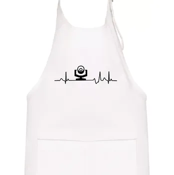 Kuchyňská zástěra Ekg osvětlovač - robo hlava - Dětská zástěra na vaření - Univerzální velikost ( Bílá )