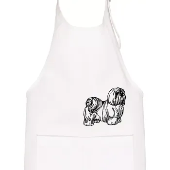 Kuchyňská zástěra Shih-tzu - chlupatý - Dětská zástěra na vaření - Univerzální velikost ( Bílá )