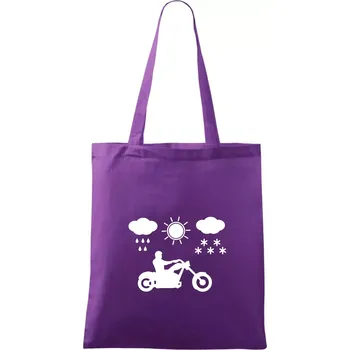 Nákupní taška Motorkář za každého počasí - chopper - Taška bavlněná - 42 x 38 cm ( Fialová )