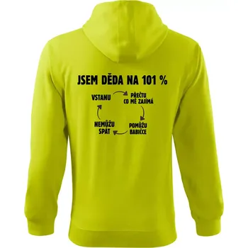 Pánská móda Jsem děda na 101 procent - Mikina s kapucí na zip trendy zipper - M ( Limetková )