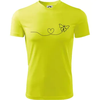 Chlapecké tričko Dráha letu motýla - srdce - Dětské triko sportovní (dresovina) - 134 cm/8 let ( Neonově žlutá )