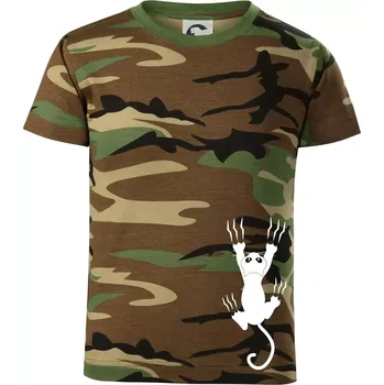 Chlapecké oblečení Kočka visící - Dětské maskáčové triko - 122 cm/6 let ( Hnědý maskáč )