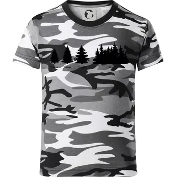 Chlapecké tričko Evoluce lesa - Dětské maskáčové triko - 122 cm/6 let ( Šedý maskáč )