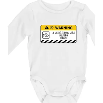 Warning mluvení - Ryby - Body kojenecké s dlouhým rukávem - Dlouhý r. 6-12 měs ( Bílá )