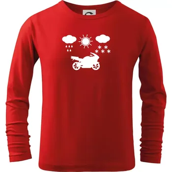 Chlapecké tričko Motorkář za každého počasí - silnice - Triko dětské Long Sleeve - 134 cm/8 let ( Červená )