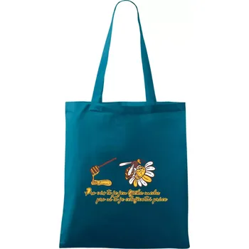 Včela - lžička medu - Taška bavlněná - 42 x 38 cm ( Petrolejová )