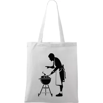 Grilování - Kuchař - Taška bavlněná - 42 x 38 cm ( Bílá )