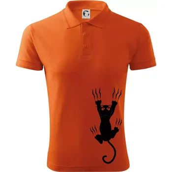 Pánská košile Kočka visící - Polokošile pánská Pique Polo 203 - 5XL ( Oranžová )