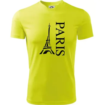 Chlapecké oblečení Paris nápis Eiffelovka na výšku - Dětské triko sportovní (dresovina) - 146 cm/10 let ( Neonově žlutá )