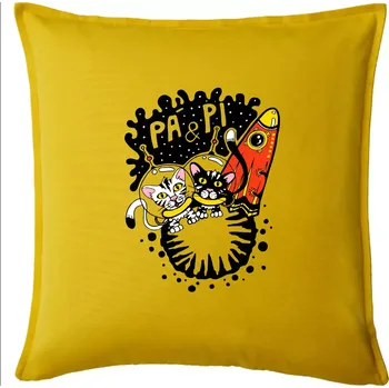 Polštář Pá a Pi z kočičí planety (Pecka Design) - Polštář 50x50 - 50x50 - Pouze potah ( Žlutá )