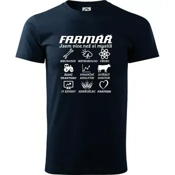 Pánské tričko Symboly farmář - Traktorista a partner - Triko extra velké (5-8XL) - 6XL ( Námořní modrá (téměř černá) )
