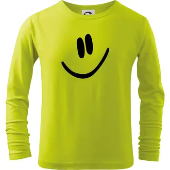 Dětská móda Emoji bez obrysu - usměv - Triko dětské Long Sleeve - 134 cm/8 let ( Limetková )