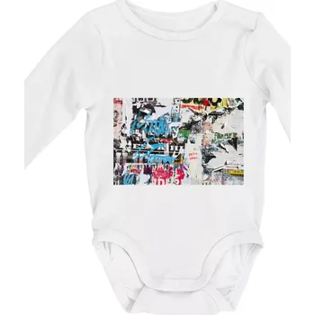 Kojenecký body Otrhaná nástěnka - Body kojenecké s dlouhým rukávem - Dlouhý r. do 3 měs ( Bílá )