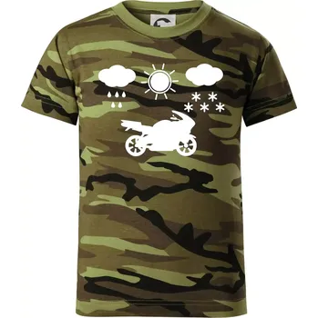 Chlapecké tričko Motorkář za každého počasí - silnice - Dětské maskáčové triko - 104-110cm / 3-4 roky ( Zelený maskáč )