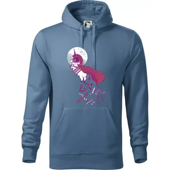 Pánská mikina Drsný jednorožec (Pecka design) - Mikina pánská Cape s kapucí - L ( Denim )