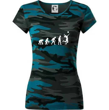 Dámské oblečení Evoluce volejbal culík - Dámské maskáčové triko - S ( Petrolejová maskáč )