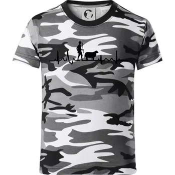 Chlapecké tričko Ekg pastevec ovcí - Dětské maskáčové triko - 104-110cm / 3-4 roky ( Šedý maskáč )