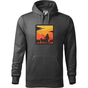 Pánská mikina Pastevec ovcí - čtverec - Mikina pánská Cape s kapucí - L ( Tmavá břidlice (šedá se zeleným nádechem) )