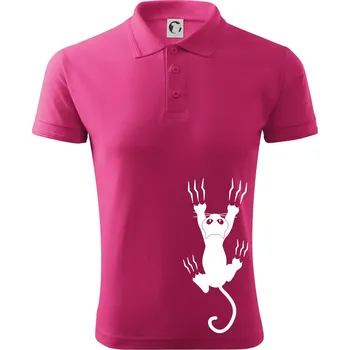 Pánská košile Kočka visící - Polokošile pánská Pique Polo 203 - 4XL ( Purpurová )