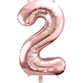 Balónek 2339_2gr FÓLIOVÝ BALÓNEK ČÍSLICE 2 ZLATÁ RŮŽOVÁ 100cm RŮŽOVÉ ZLATO DVA DVOJKA ROKY