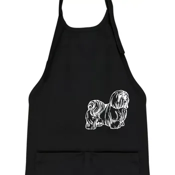 Kuchyňská zástěra Shih-tzu - chlupatý - Dětská zástěra na vaření - Univerzální velikost ( Černá )