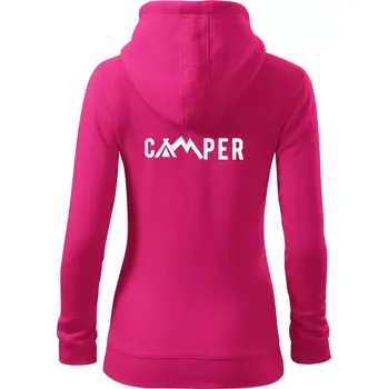 Dámská mikina Camper nápis - Dámská mikina trendy zipper s kapucí - 2XL ( Purpurová )