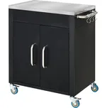 HOMCOM Kuchyňský vozík s kolečky Servírovací vozík se skříňkou a háčky Nerezové úchyty Černý 86x50x86,5cm do kuchyně a jídelny | Aosom.de