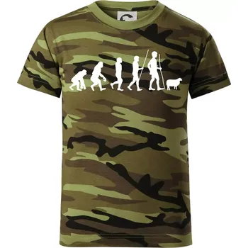 Chlapecké oblečení Evoluce pastevec ovcí - Dětské maskáčové triko - 134 cm/8 let ( Zelený maskáč )