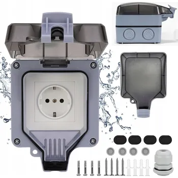 Elektrická zásuvka VENKOVNÍ ZÁSUVKA IP66 ELEKTRICKÁ ZAHRADNÍ VODOTĚSNÁ HERMETICKÁ