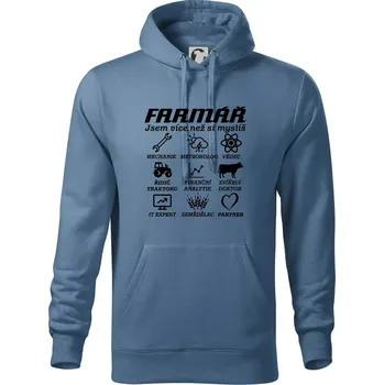 Pánská mikina Symboly farmář - Traktorista a partner - Mikina pánská Cape s kapucí - 5XL ( Denim )