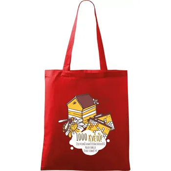 Včela - 1000 květů - Taška bavlněná - 42 x 38 cm ( Červená )