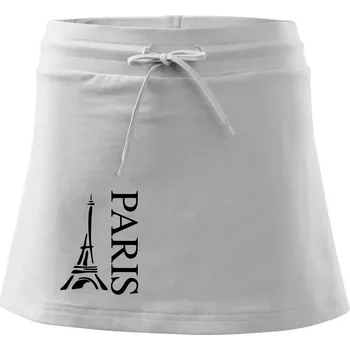Dámská sukně Paris nápis Eiffelovka na výšku - Sportovní sukně - two in one - M ( Bílá )
