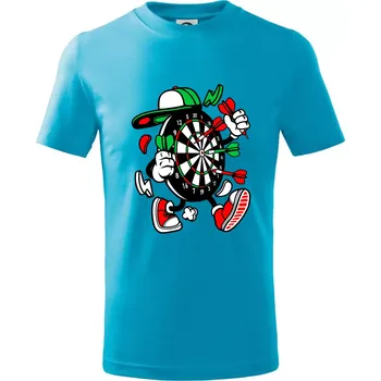 Šipkař kreslený terč - Tričko dětské bavlněné - 98 cm / 2 roky ( Světlý tyrkys )