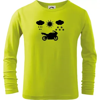 Dětská móda Motorkář za každého počasí - silnice - Triko dětské Long Sleeve - 158 cm/12 let ( Limetková )