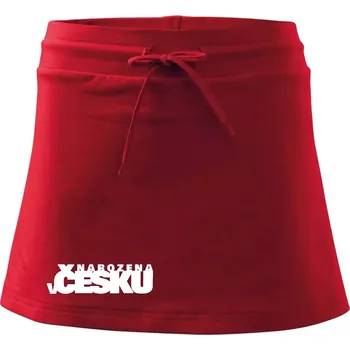 Dámská sukně Nápis - Narozena v Česku - Sportovní sukně - two in one - XS ( Červená )