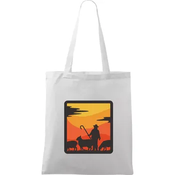 Pastevec ovcí - čtverec - Taška bavlněná - 42 x 38 cm ( Bílá )