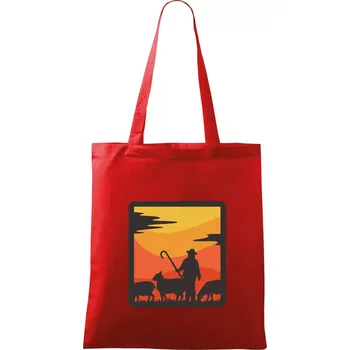 Pastevec ovcí - čtverec - Taška bavlněná - 42 x 38 cm ( Červená )