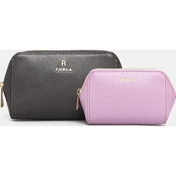 Kožená kosmetická taška Furla 2-pack šedá barva, WE00453.ARE000.4313S