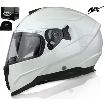 Helma na motorku MOTOCYKLOVÁ PŘILBA INTEGRÁLNÍ BÍLÁ NAXA F28 vel.XXL | SLUNEČNÍ CLONA | PŘIPRAVENO PRO INTERKOM