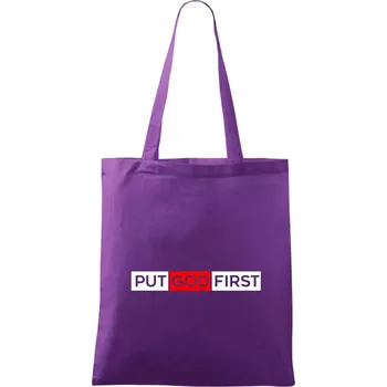 Put God first obdélník - Taška bavlněná - 42 x 38 cm ( Fialová )