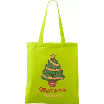 Moje první Vánoce stromek - Taška bavlněná - 42 x 38 cm ( Limetková )