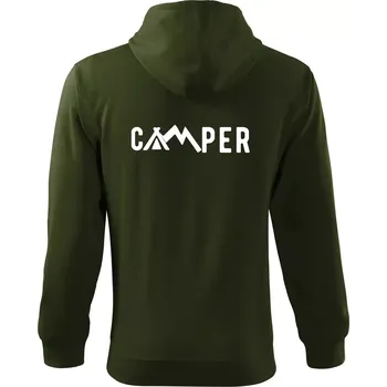Pánská mikina Camper nápis - Mikina s kapucí na zip trendy zipper - 2XL ( Military )