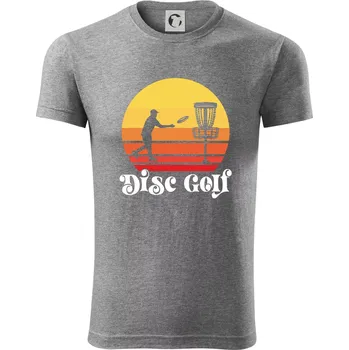Pánské tričko Disc golf postava vintage - Viper FIT - Pánské zůžené tričko - L ( Tmavě šedý melír )