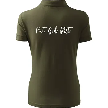 Put God first psací nápis - Polokošile dámská Pique Polo - 2XL ( Military )