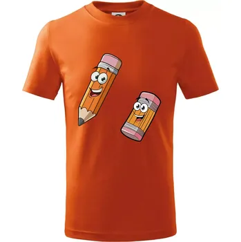 Chlapecké tričko Tužka a guma kreslená - Tričko dětské bavlněné - 98 cm / 2 roky ( Oranžová )